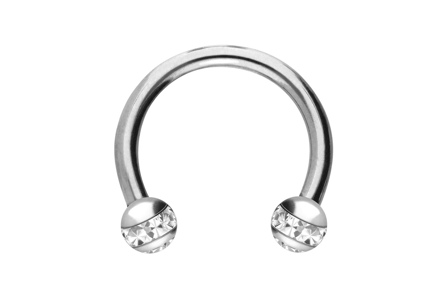 Titan Hufeisenring Piercing EPOXY-RING-KUGELN + KRISTALLE
